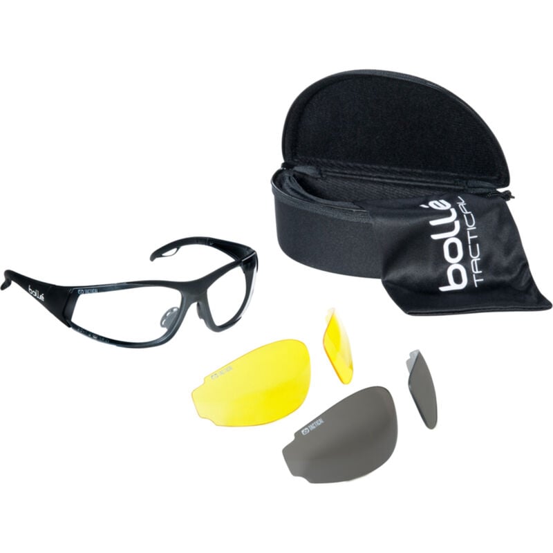 Gray Amber Lenses Bolle Rogue Tactical Safety Glasses Kit Blk Frm Clear